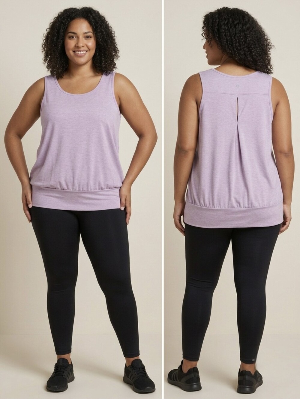 Hyba Activewear Lilac Purple Banded Tank Top |Soft Athleisure| Plus Size 3X